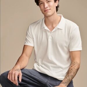 Lucky Brand White Polo Shirt Venice Burnout Flat Knit Size XL NWT